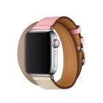 Apple Watch Hermès - 40mm Rose Sakura:Craie:Argile Swift Leather Double Tour 2