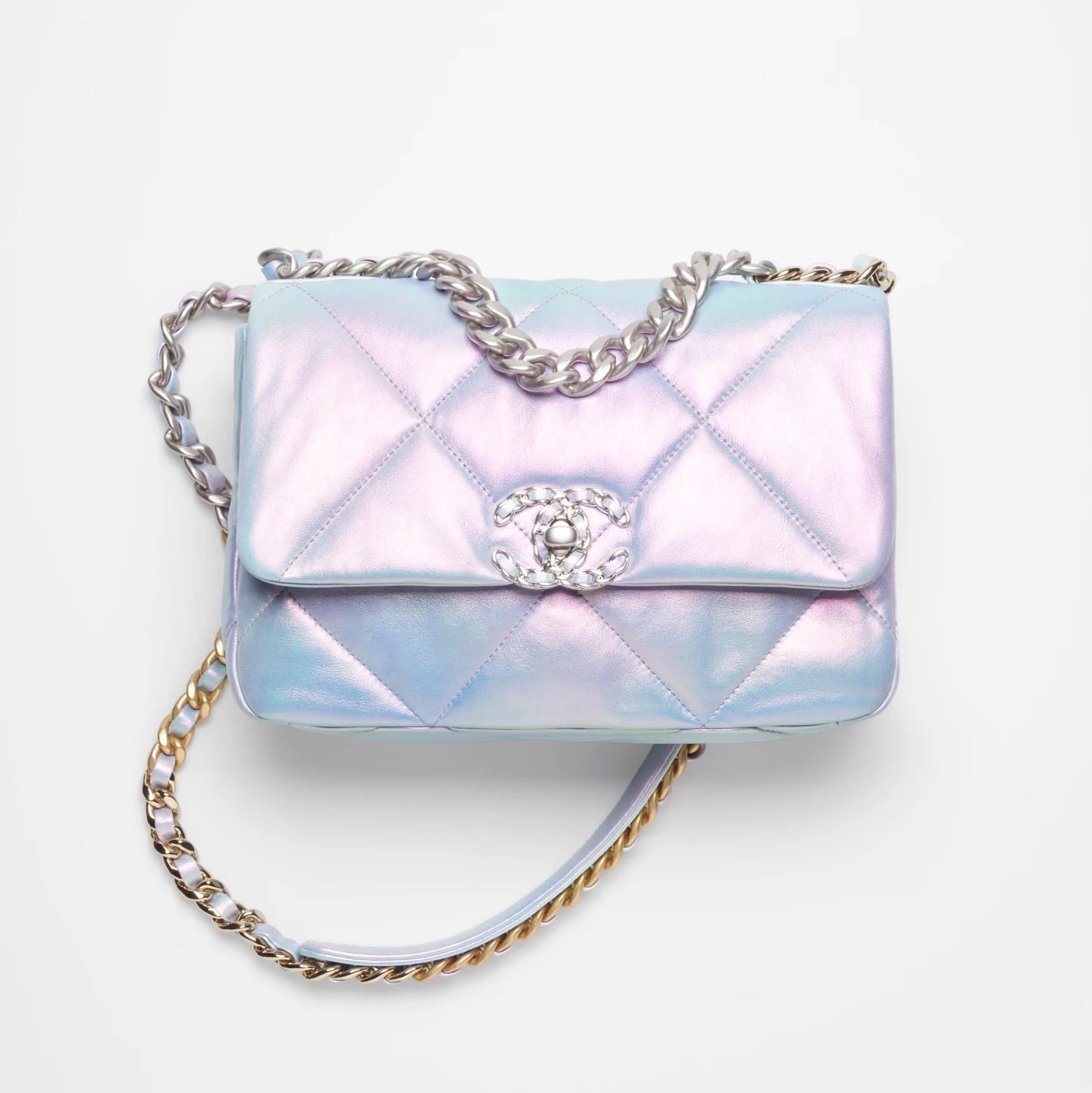 Chanel 19 Iridescent Calfskin Light Purple & Blue