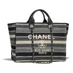 Chanel Gray/Dark Gray/Black Canvas Deauville Shopping Bag