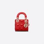 Dior Bright Red Micro Dioramour Lady Dior Bag