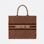 Dior Brown Oblique Embroidered Velvet Book Tote Bag