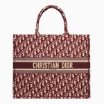 Dior Burgundy Oblique Canvas Book Tote Bag