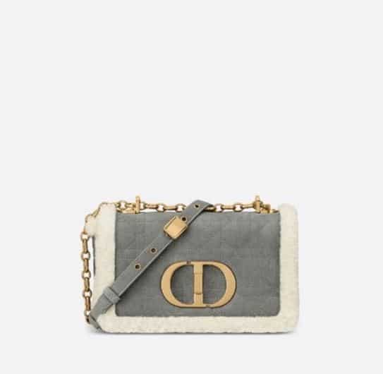 Dior Grey Caro Shearling Bag - Cruise 2021