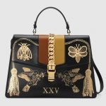 Gucci Black Printed Sylvie Maxi Top Handle Bag