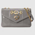 Gucci Dusty Grey Snakeskin Rajah Medium Shoulder Bag