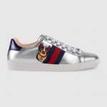 Gucci Metallic Silver Bosco/Orso Ace Embroidered Sneaker