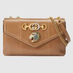 Gucci Taupe Snakeskin Rajah Medium Shoulder Bag