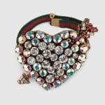 Gucci Web Bracelet with Crystal Heart