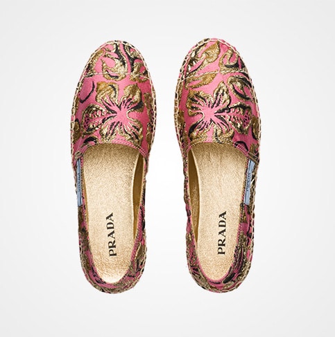 Prada Embroidered Fabric Espadrilles