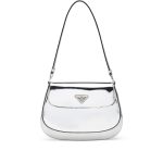 Prada Silver Brushed Leather Cleo Flap Shoulder Bag