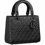 Lady Dior Woven Leather Bag- Black