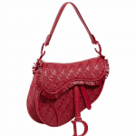 Dior Red Woven Leather Saddle Bag