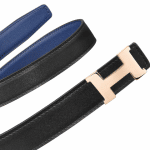 Hermes Black Tadelakt and Sapphire Blue Swift Mini Constance Belt