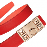 Hermes Vermilion Swift and Pink Epsom Rose Gold Collier de Chien Buckle Belt